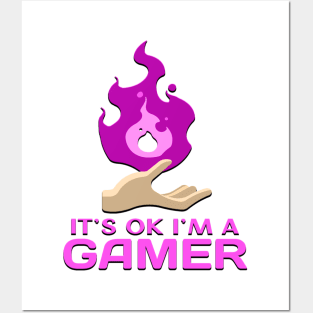 Its Ok Im A Gamer Pink Posters and Art